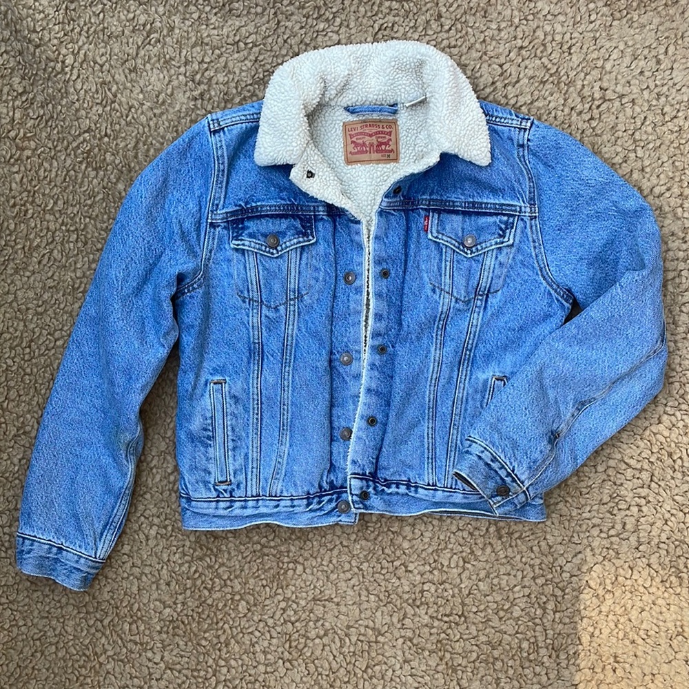 Levi’s Womens Denim Sherpa Lined Bomber Jacket